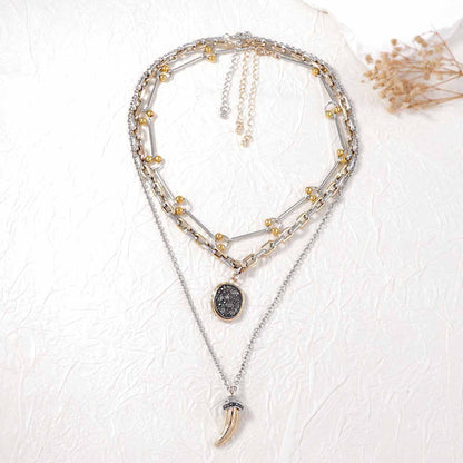 Layered Antler Pendant Necklace Geometric Casual
