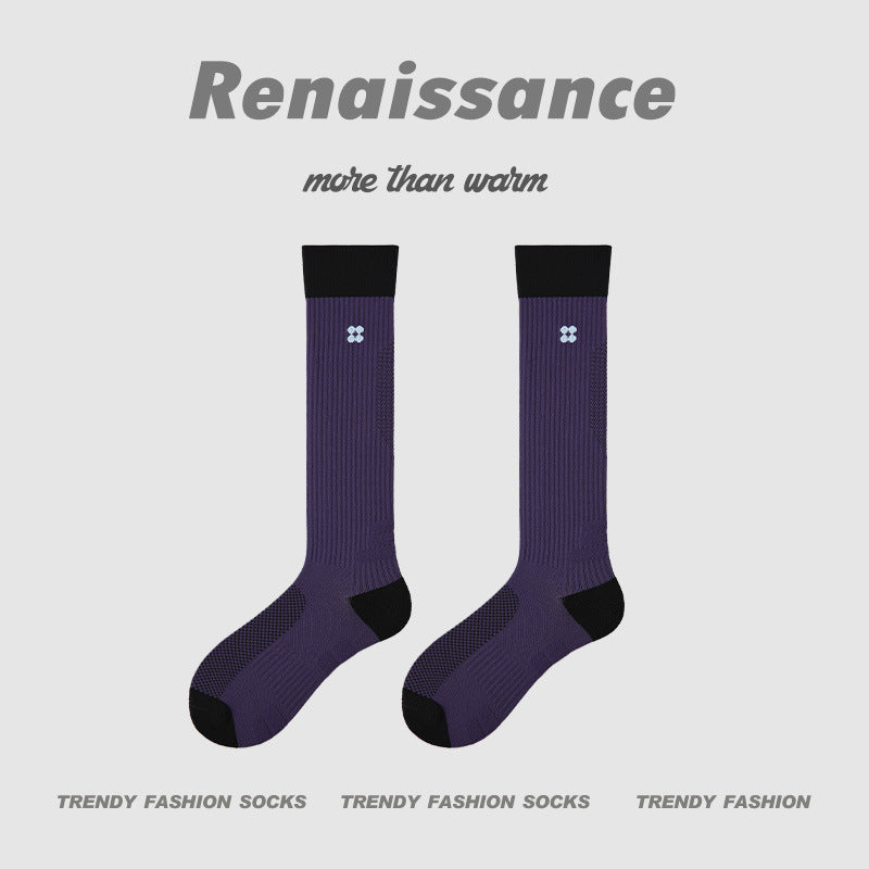 3D Floral Compression Calf Socks Polyester Blend