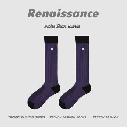 3D Floral Compression Calf Socks Polyester Blend