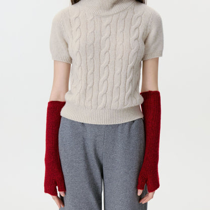Trendy Solid Color Fingerless Knit Gloves for Fall/Winter