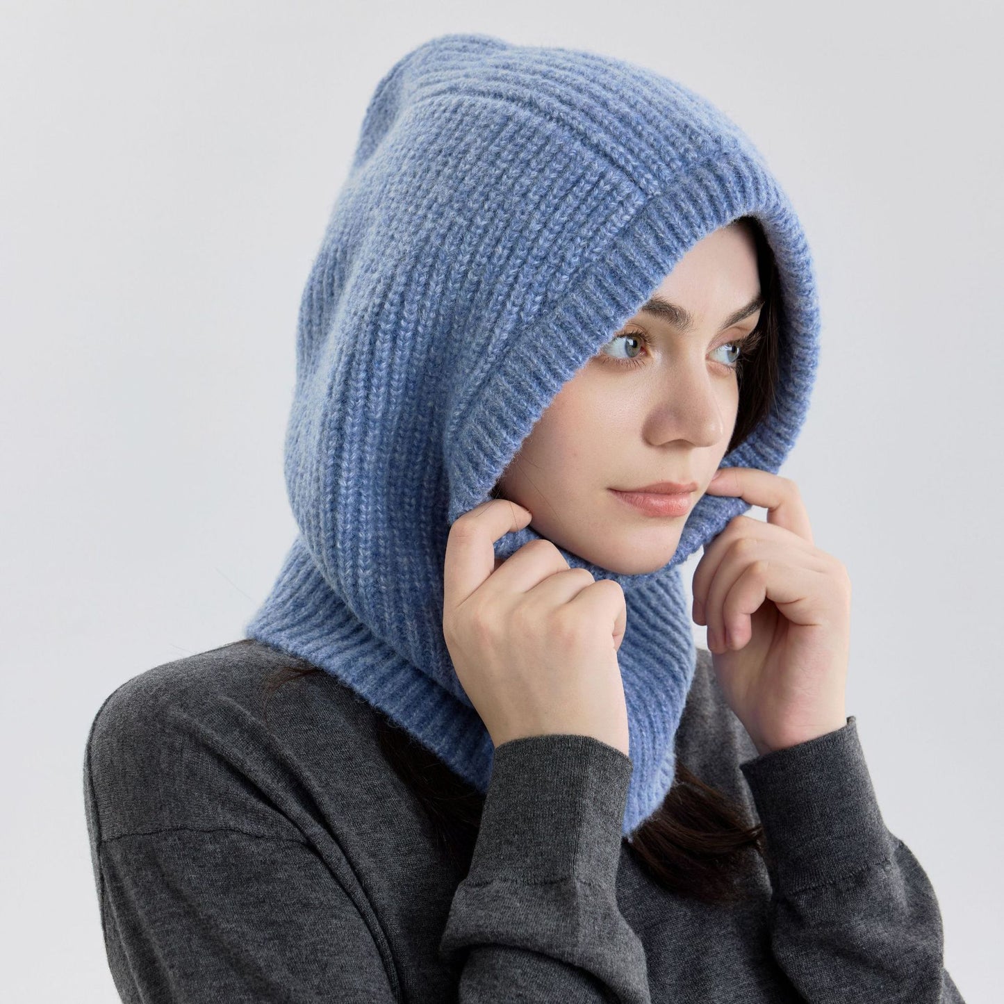 Trendy Solid Color Wool Blend Knitted Balaclava Hat