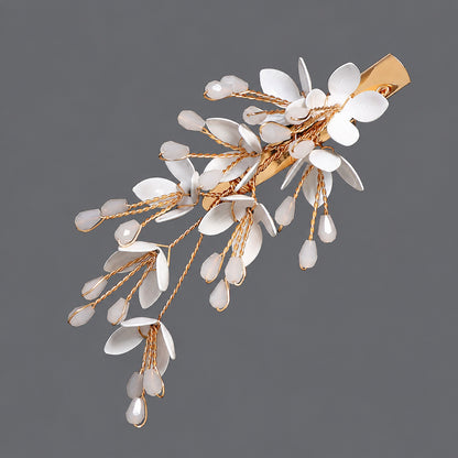 Elegant Floral Hair Clips with Pearl and Rhinestone Accents