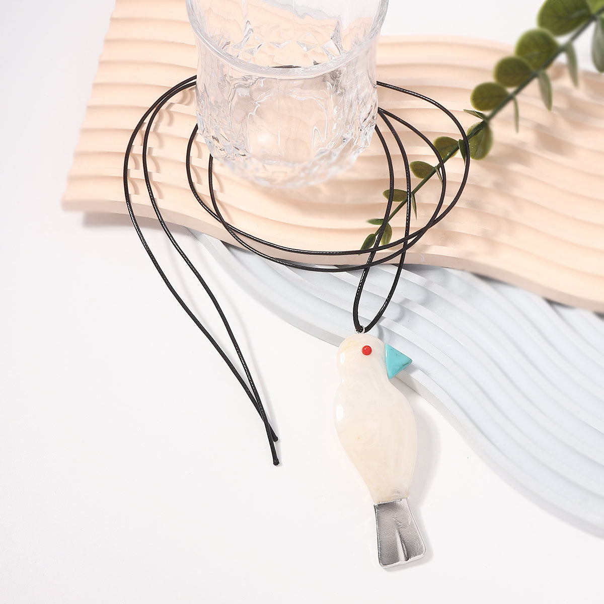 Long Resin Necklace Bird Pendant Versatile Chic