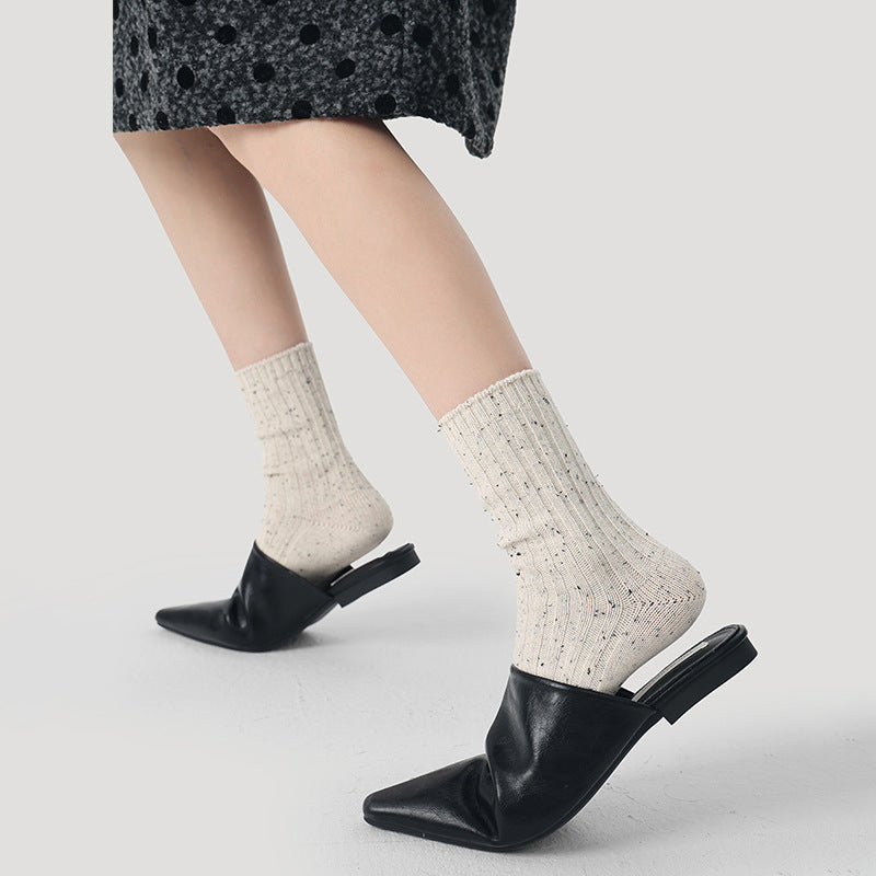 Mid Calf Dotted Combed Cotton Moisture Wicking Socks