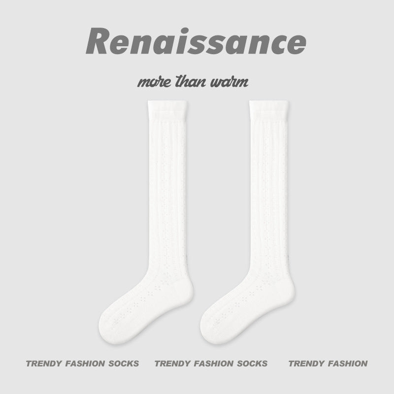 Renaissance Hollow Mesh Cotton Mid Calf Socks