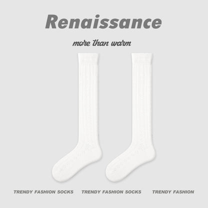 Renaissance Hollow Mesh Cotton Mid Calf Socks