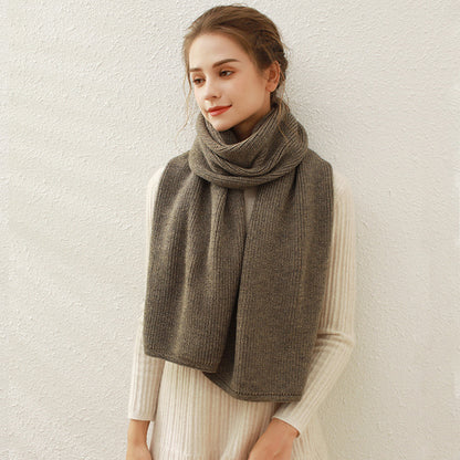 Solid Color Knitted Scarf Set for Women - Winter Warmth