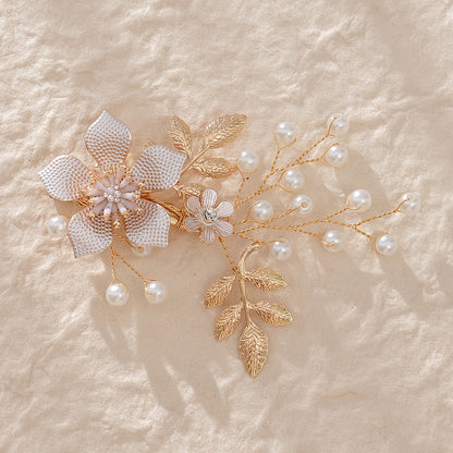 Handmade Floral Pearl Hair Clips for Weddings and Parties