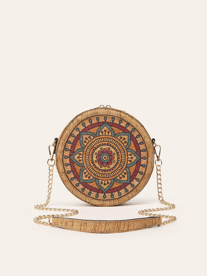 Cork Oval Crossbody Bag Retro Bohemian Style