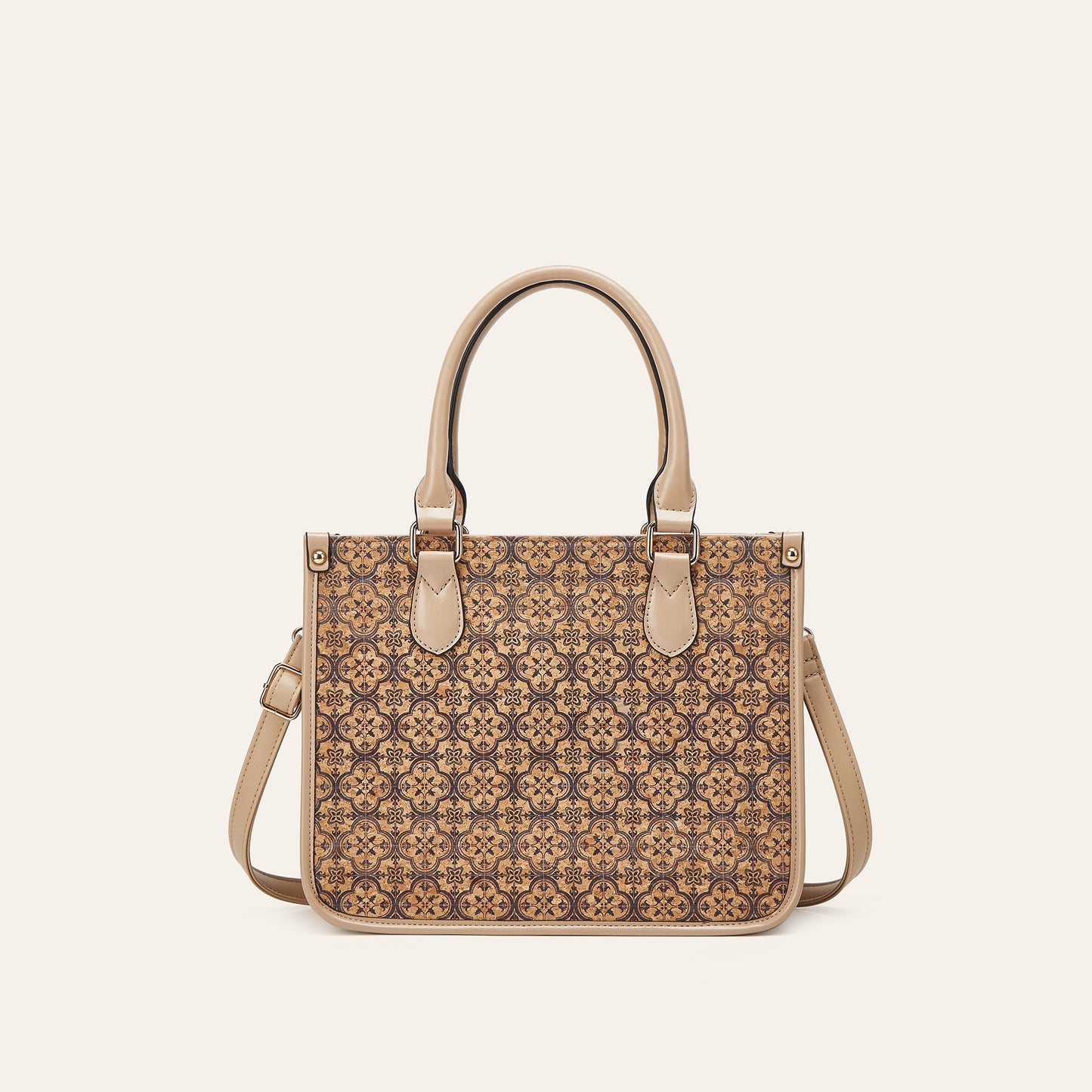 Retro Multicultural Cork Print Tote Bag Large Capacity Women's Handbag