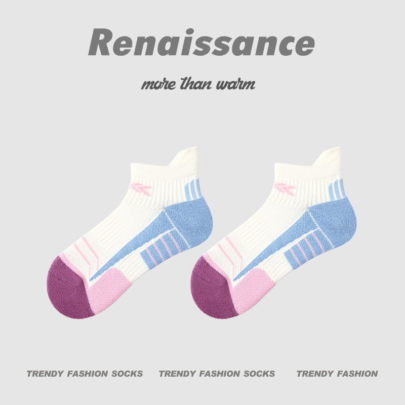 Running Socks Colorblock Mid Calf Moisture Wicking