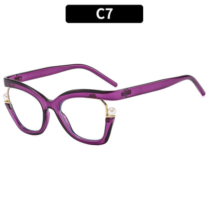 Colorful Pearl Decorative Blue Light Blocking Glasses for Women