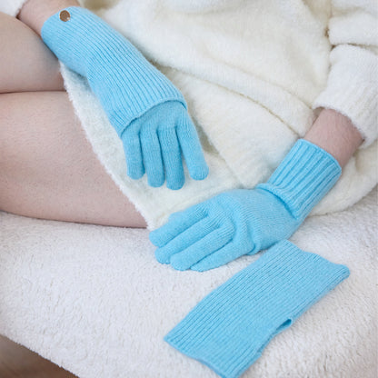Women's Removable Touchscreen Wool-Blend Fingerless Gloves