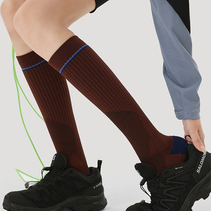 Compression Mid Calf Colorblock Nylon Blend Sport Socks