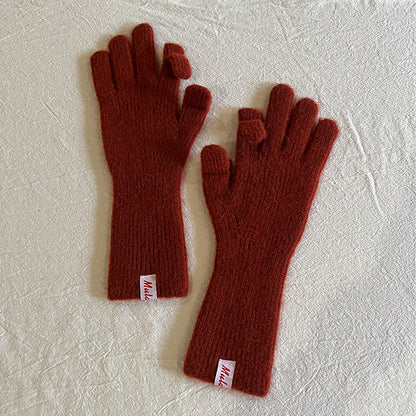 Knitted Wool Fingerless Gloves for Women