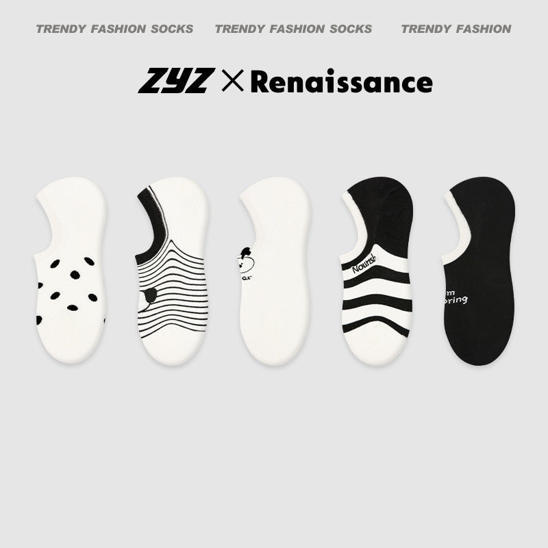 Renaissance Vintage No Show Grip Cotton Socks