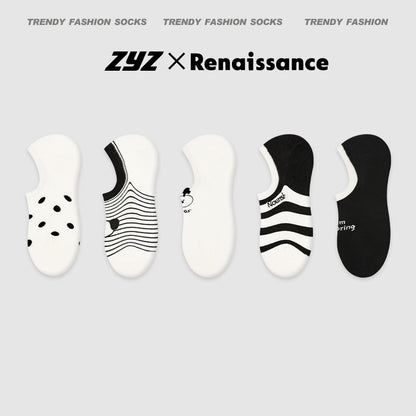 Renaissance Vintage No Show Grip Cotton Socks