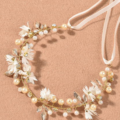 Minimalist Daisy Crystal Handmade Headband Wedding Hairpiece