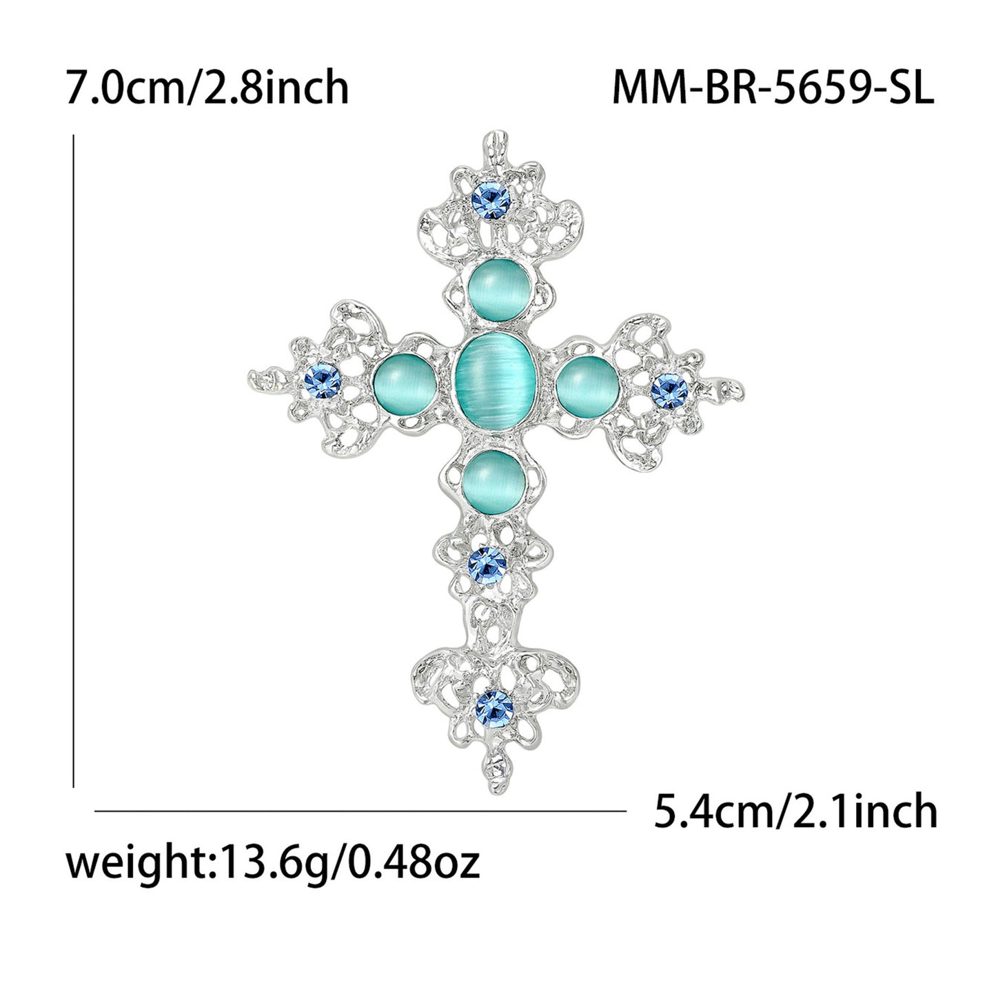 Creative Alloy Rhinestone Cross Brooch for Women