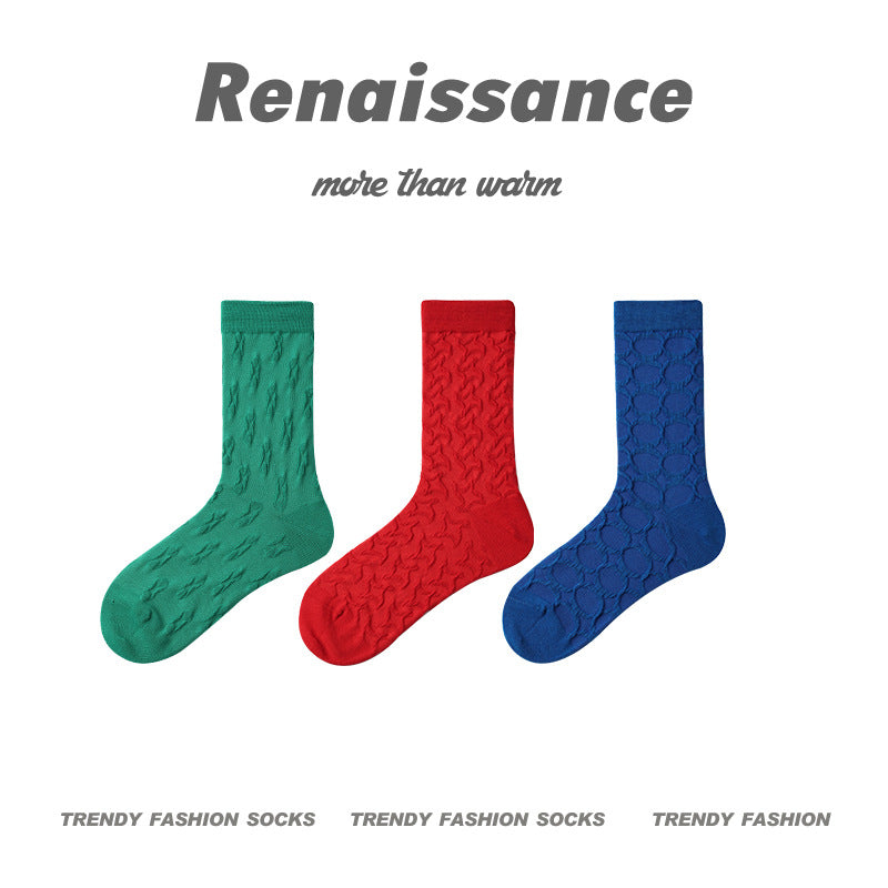 Mid Calf Vintage Gradient Cotton Socks