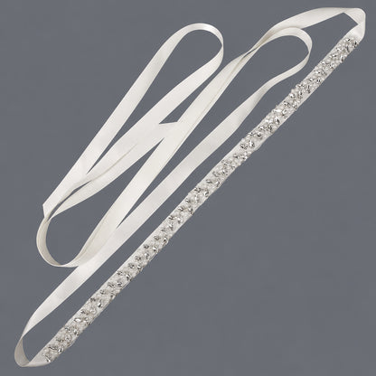 Simplistic Pearl Rhinestone Waist Belt for Bridal Dresses