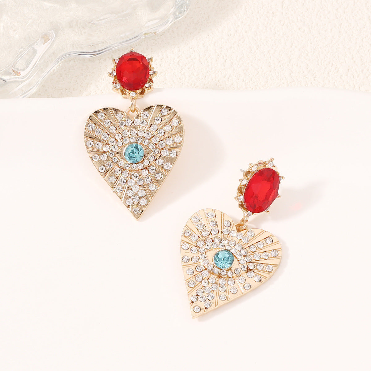 Earrings Heart Eye Rhinestone Light Luxe Casual