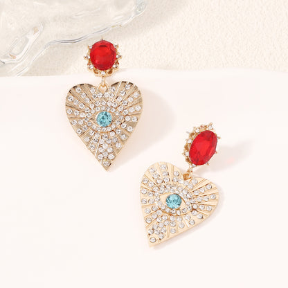 Earrings Heart Eye Rhinestone Light Luxe Casual