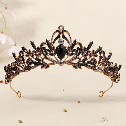 Dark Fantasy Alloy Crown with Rhinestones for Halloween Parties