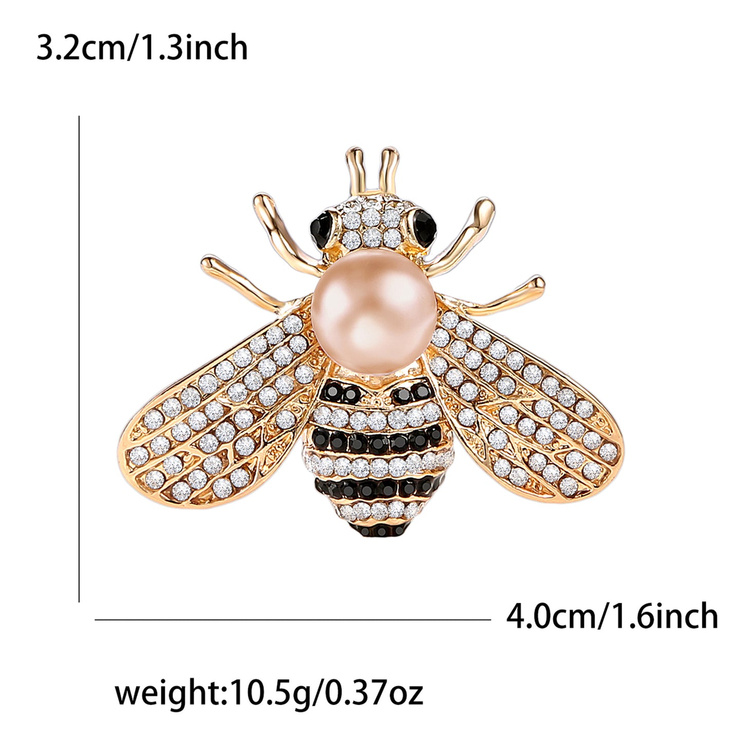 Trendy Alloy Rhinestone Bee Brooch Pearl Pin for Women's Blazer