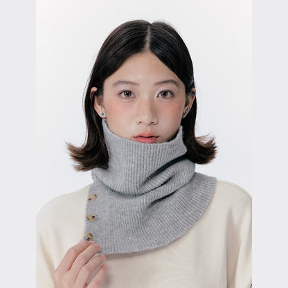 Knitted Button Neck Warmer Unisex Casual Stylish High Neck Scarf