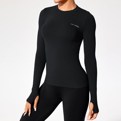 Women’s Fitted Long Sleeve Yoga Top - Moisture-Wicking Outdoor Training T-Shirt