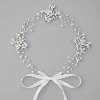 Exquisite Pearl and Crystal Flower Headpiece for Bridal Photoshoots