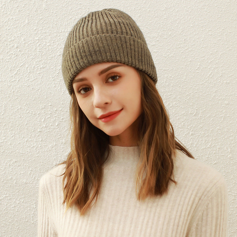 Casual Solid Knit Beanie Hat for Women