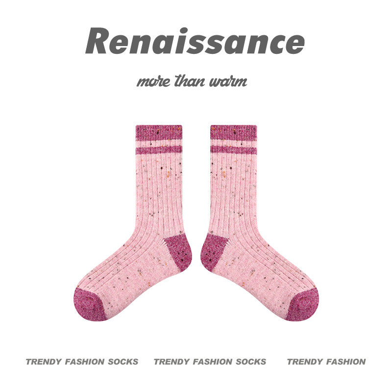 Cozy Spotted Mid Calf Socks Acrylic Blend Casual