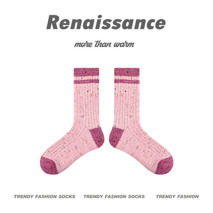 Cozy Spotted Mid Calf Socks Acrylic Blend Casual