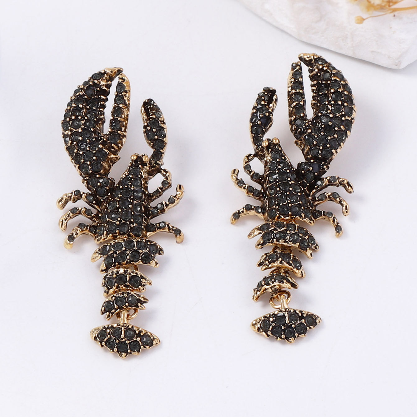 Statement Lobster Earrings Rhinestone Gothic Resort