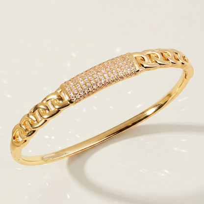 High-End Zirconia Stone Bangle with Nail Design for Weddings and Parties