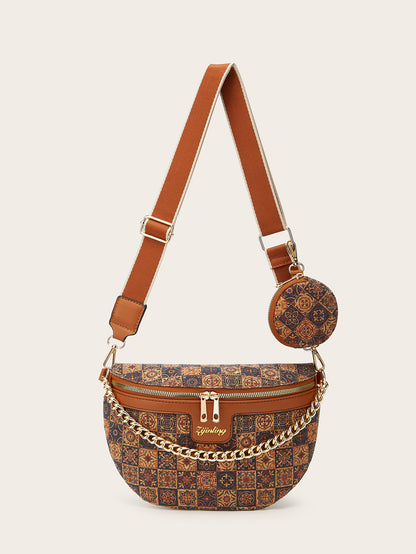 Trendy Floral Cork Crossbody Bag for Women