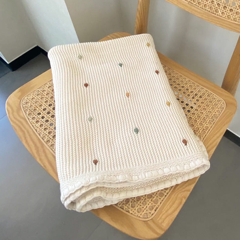 Cozy Knitted Throw Blanket with Dot Pattern Stylish Nordic Design