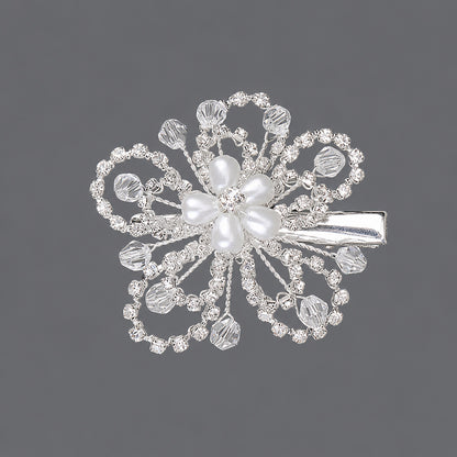 Elegant Floral Hair Clips with Pearl and Rhinestone Accents