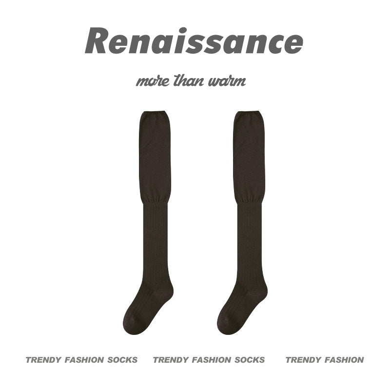 Over The Knee Socks Solid Combed Cotton Casual