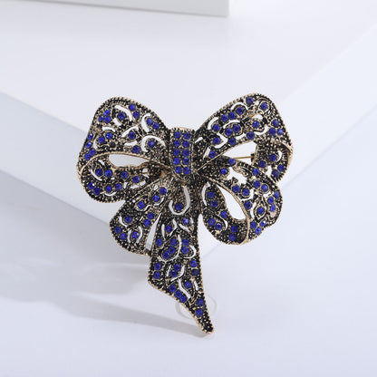 Rhinestone Big Bow Brooch Vintage Fashion Accessory