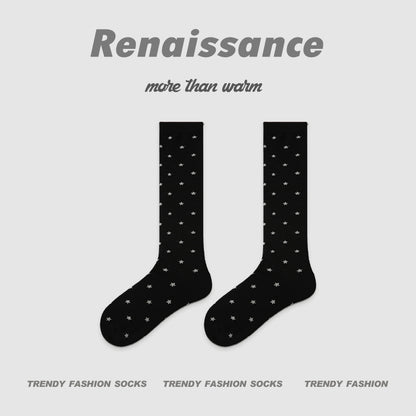 Socks Retro Color Block Moisture Wicking Nylon Mid Calf