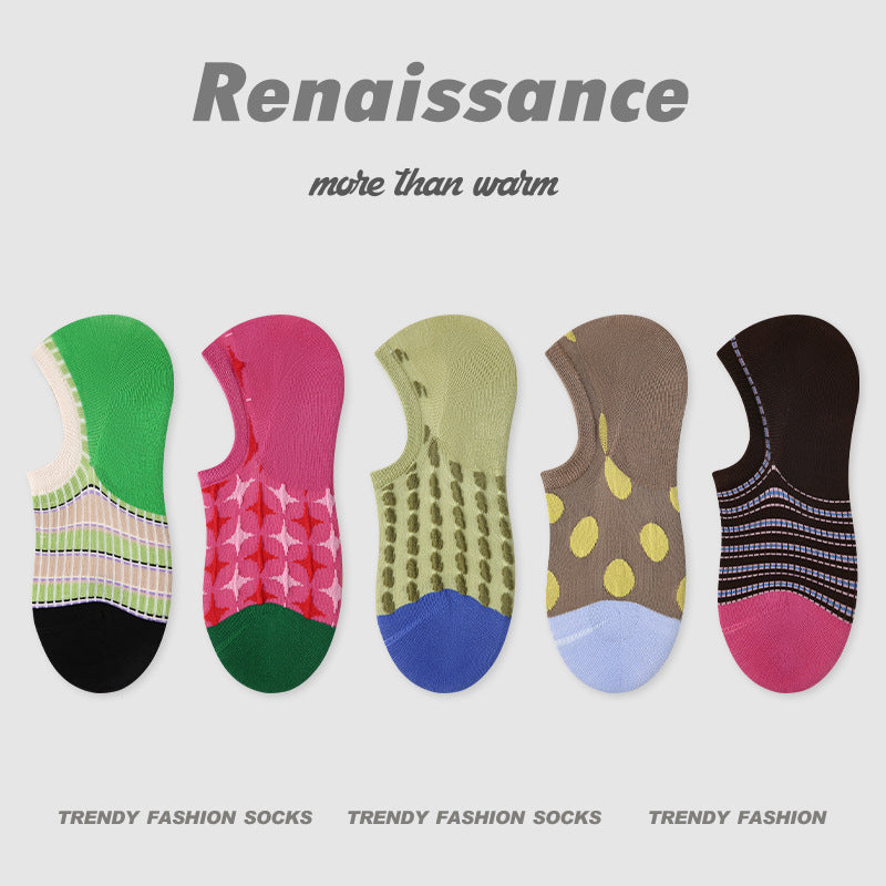 Renaissance Vintage No Show Grip Cotton Socks