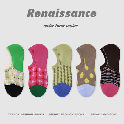 Renaissance Vintage No Show Grip Cotton Socks