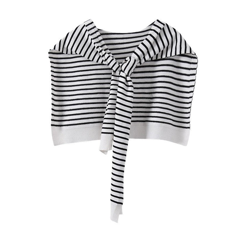 Chic Striped Knit Shawl for Women - Elegant Lightweight Overlay