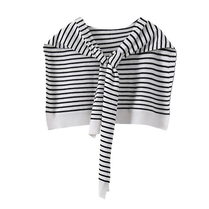 Chic Striped Knit Shawl for Women - Elegant Lightweight Overlay