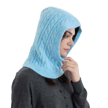 Handmade Wool Blend Knit Beanie with Neck Warmer for Women