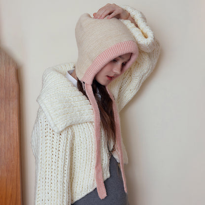 Color-Blocked Knitted Beanie Hat for Women - Warm and Stylish