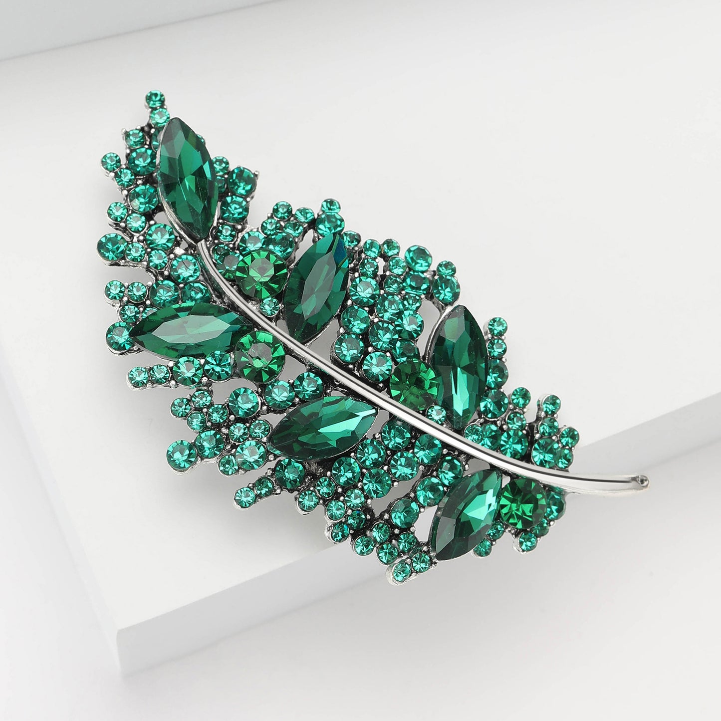 Creative Leaf Brooch with Rhinestones for Women